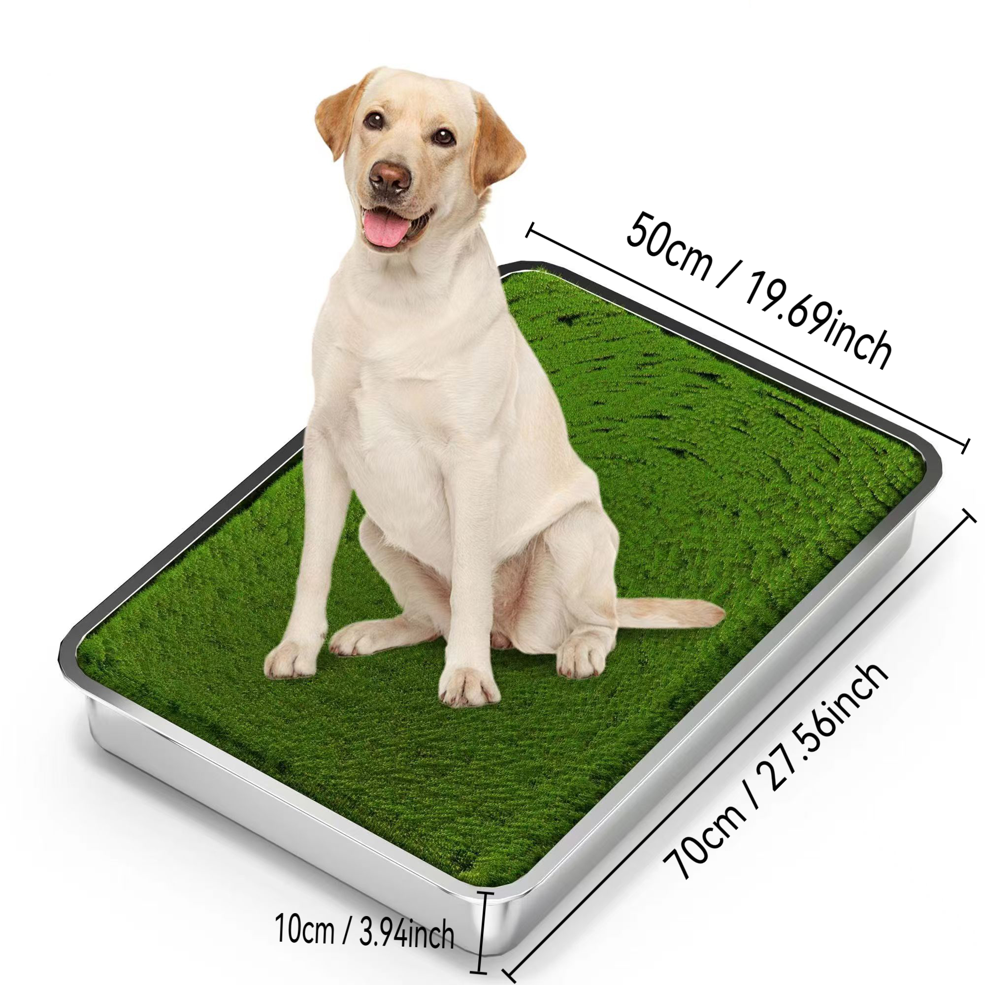 Large Artificial Grass Stainless Steel Dog Toilet Potty Tray